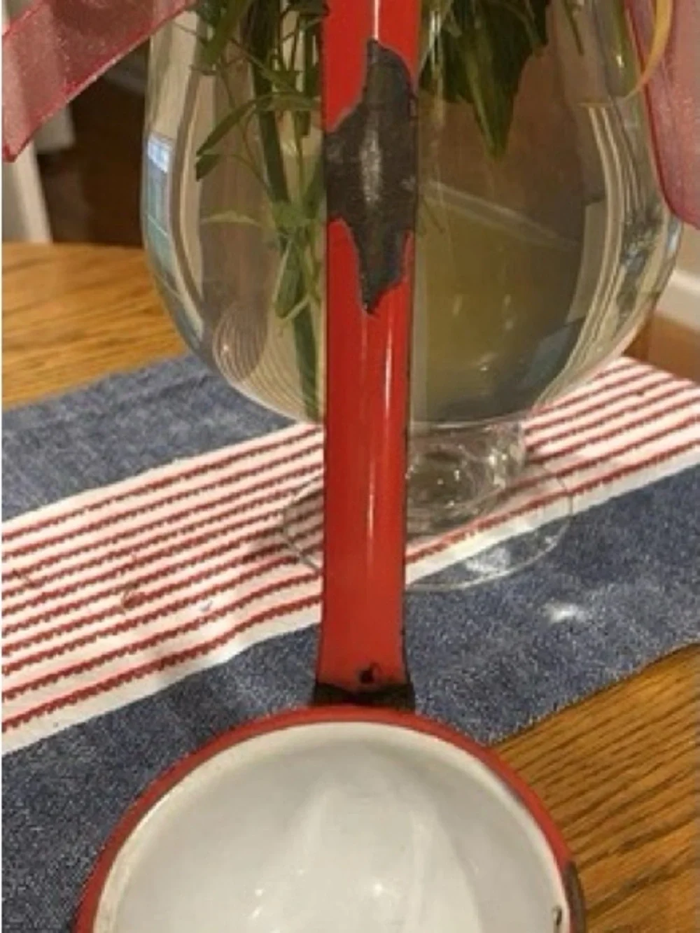 Vintage Red Enamel Ladle Spoon